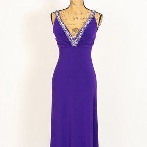 Purple Full-Length Evening Gown with Rhinestones size Petite 9